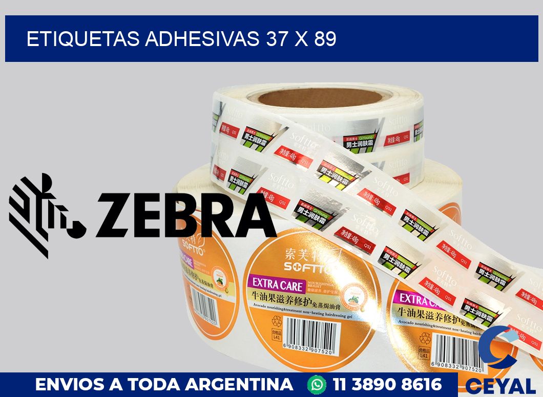 etiquetas adhesivas 37 x 89