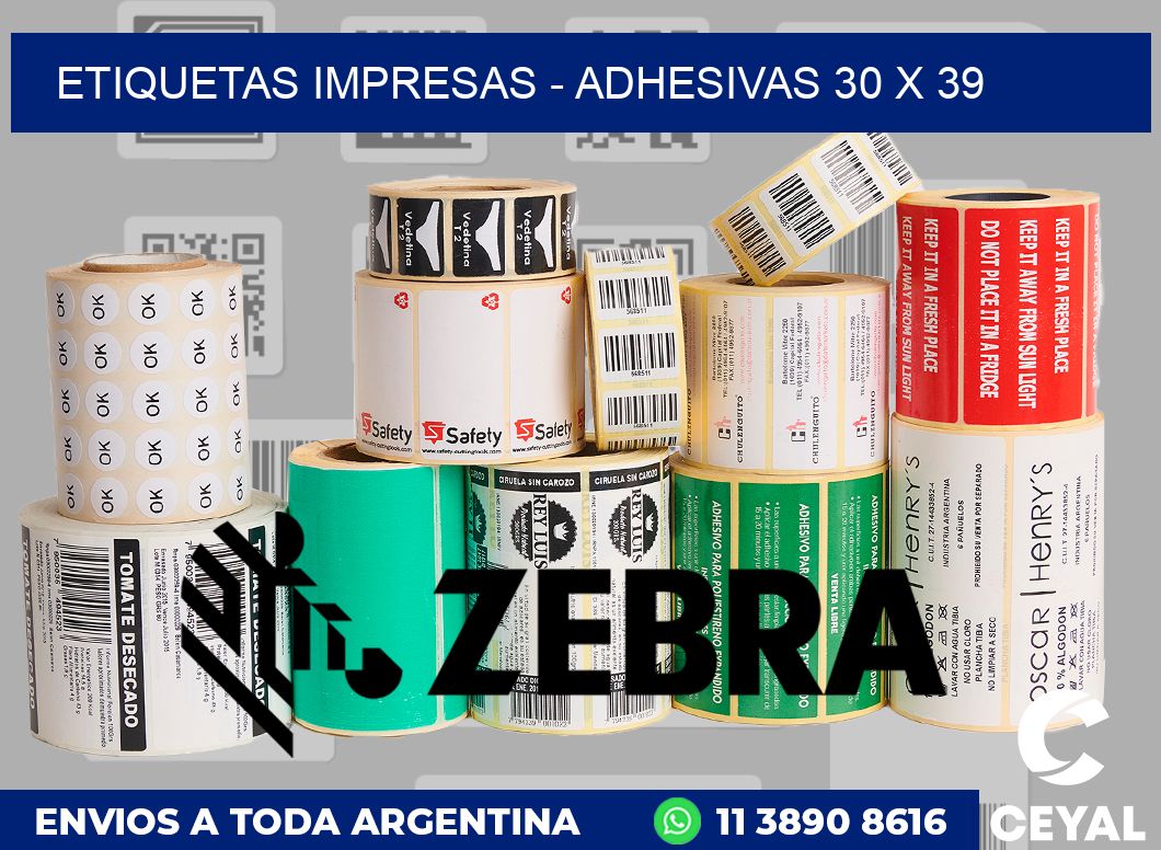 etiquetas impresas - Adhesivas 30 x 39