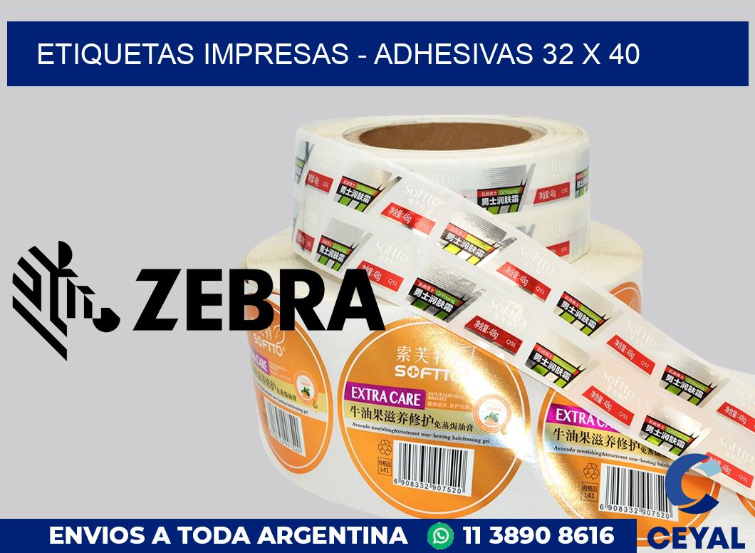 etiquetas impresas - Adhesivas 32 x 40