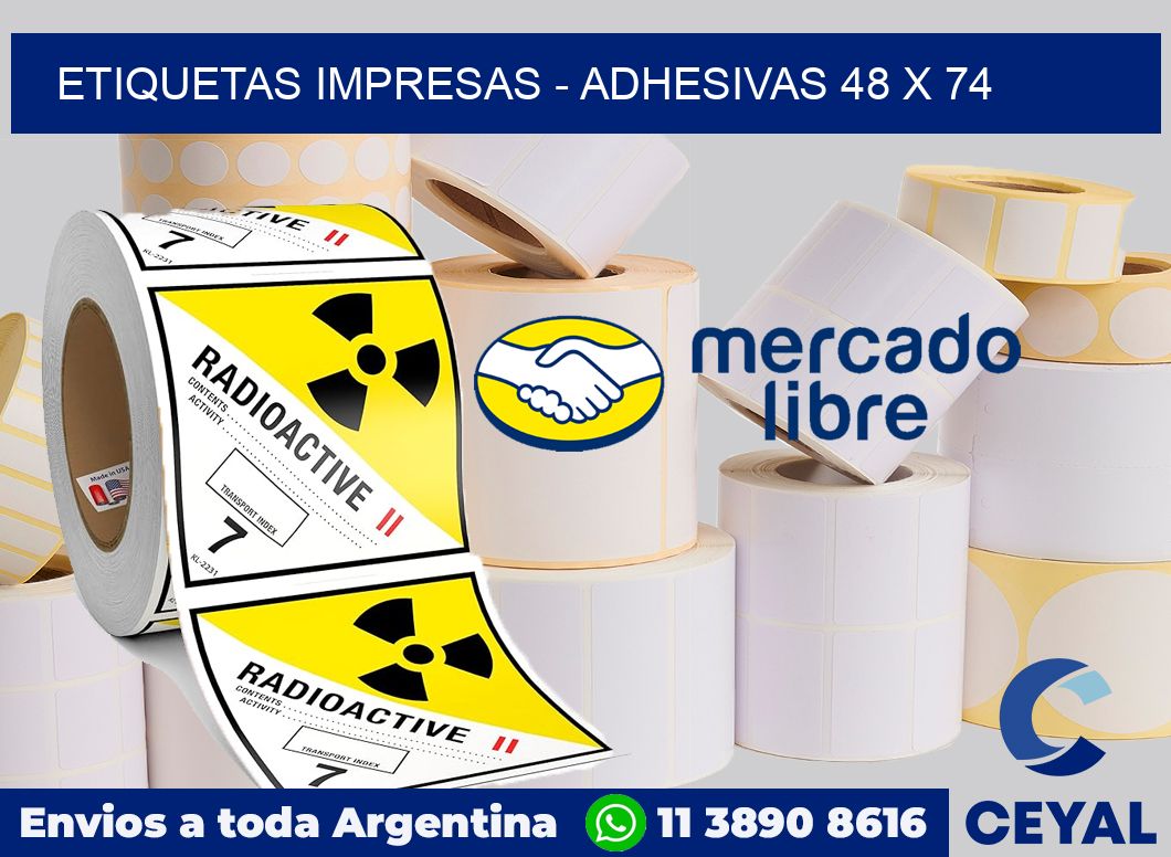 etiquetas impresas - Adhesivas 48 x 74