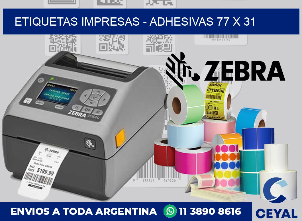 etiquetas impresas – Adhesivas 77 x 31