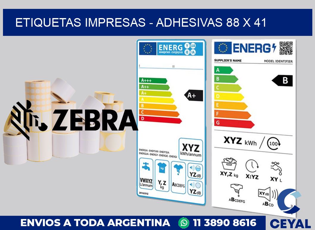 etiquetas impresas - Adhesivas 88 x 41