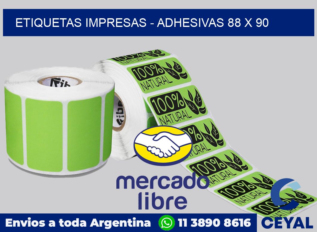 etiquetas impresas - Adhesivas 88 x 90