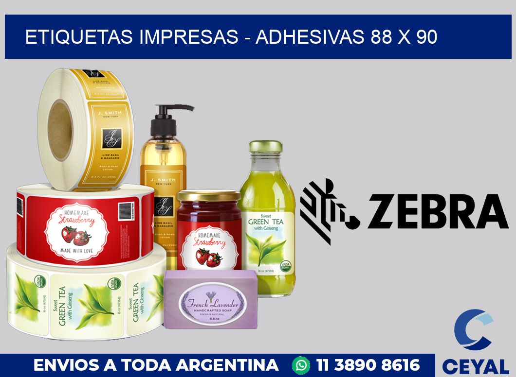 etiquetas impresas - Adhesivas 88 x 90
