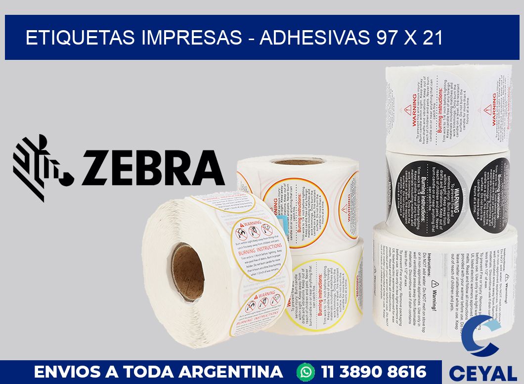 etiquetas impresas - Adhesivas 97 x 21