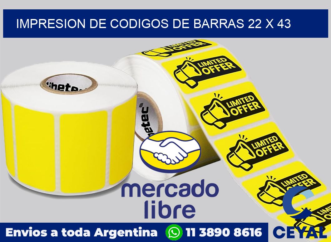 impresion de codigos de barras 22 x 43