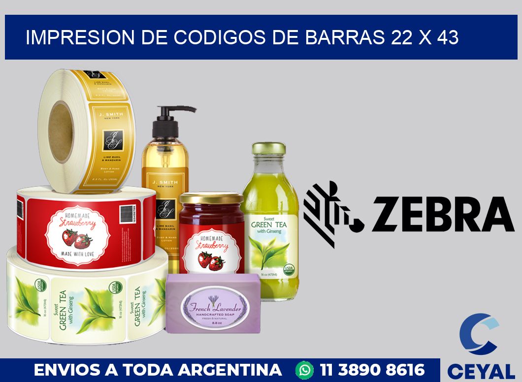impresion de codigos de barras 22 x 43