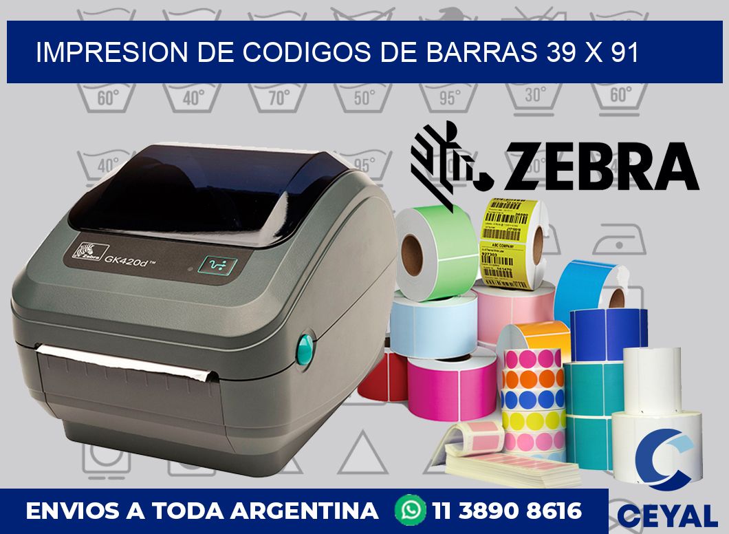 impresion de codigos de barras 39 x 91