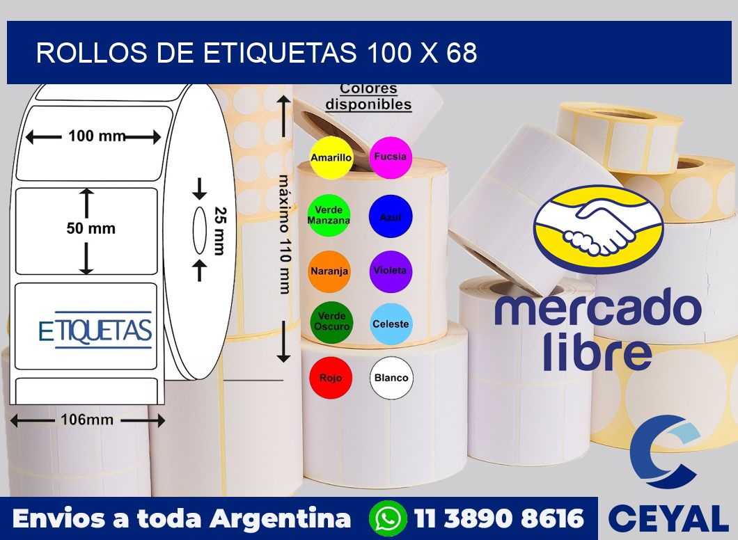 rollos de etiquetas 100 x 68