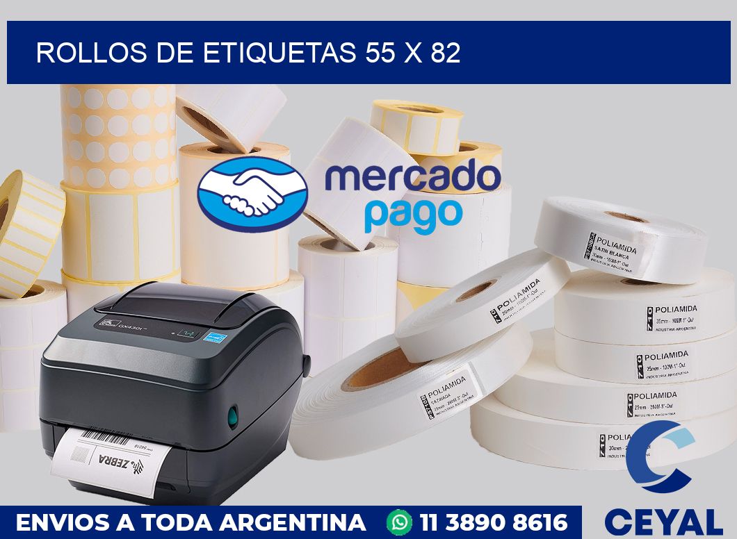 rollos de etiquetas 55 x 82