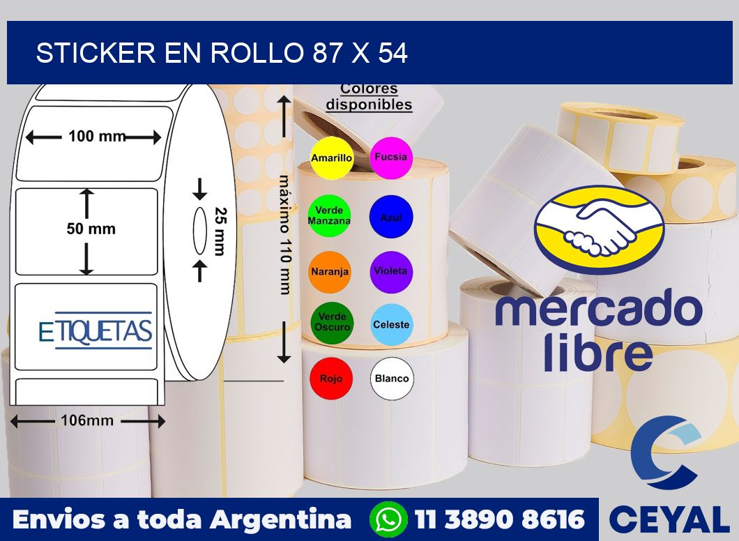 sticker en rollo 87 x 54