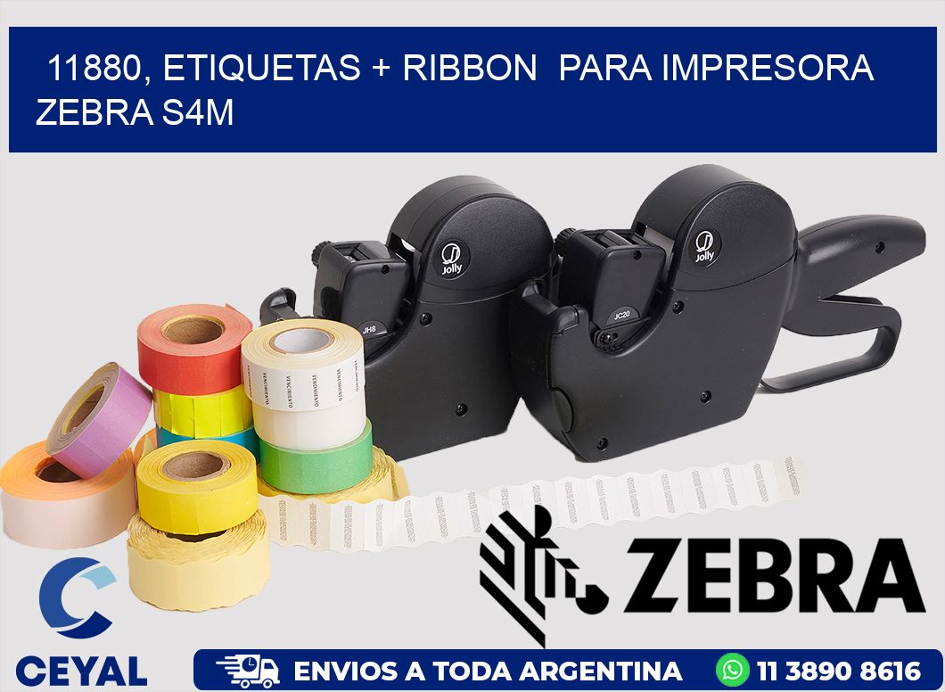 11880, etiquetas + ribbon  para impresora zebra S4M