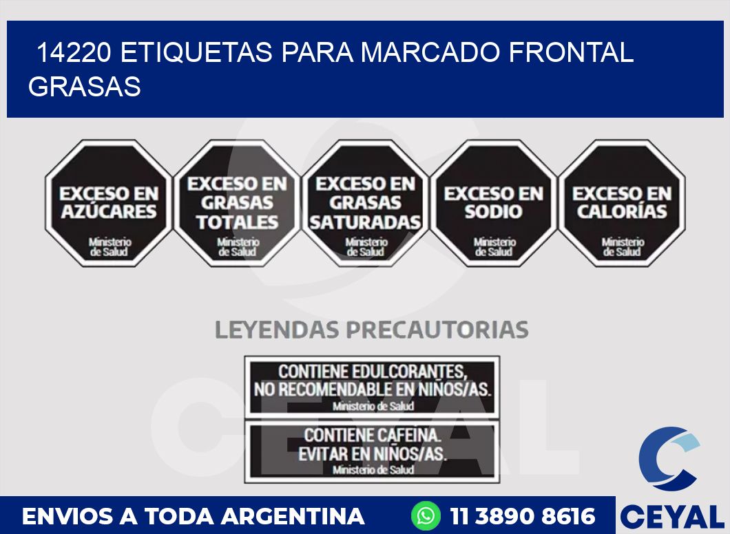 14220 ETIQUETAS PARA MARCADO FRONTAL GRASAS