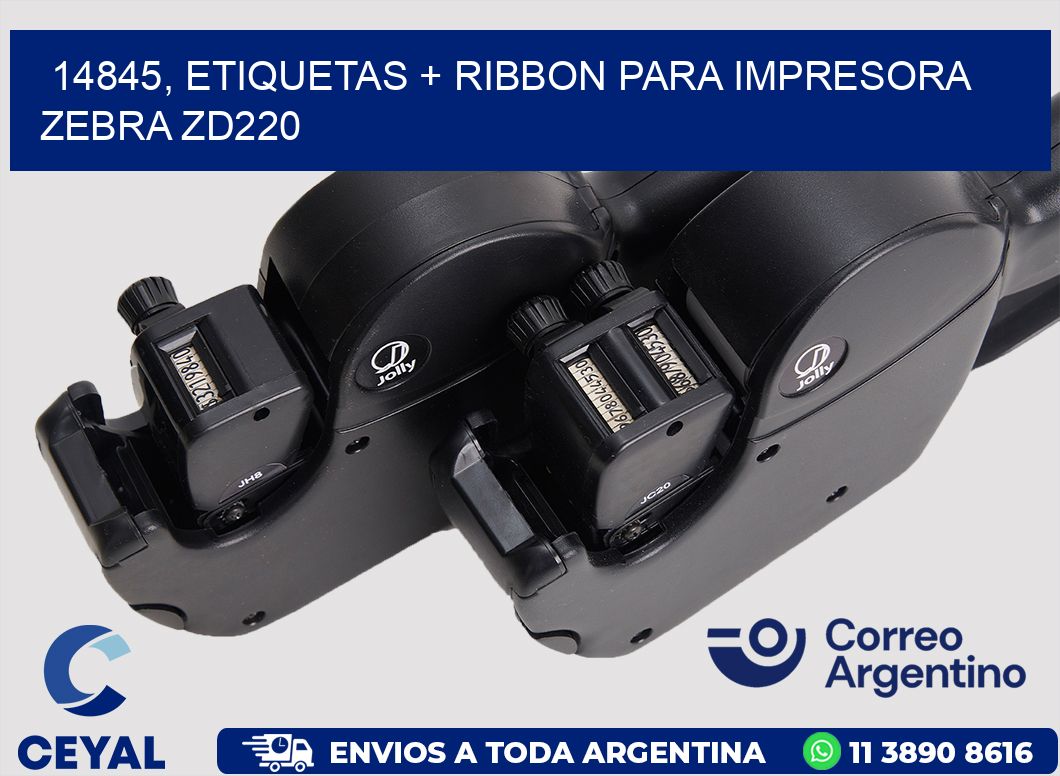 14845, etiquetas + ribbon para impresora zebra zd220