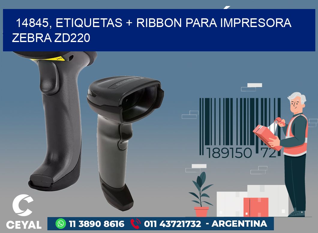 14845, etiquetas + ribbon para impresora zebra zd220