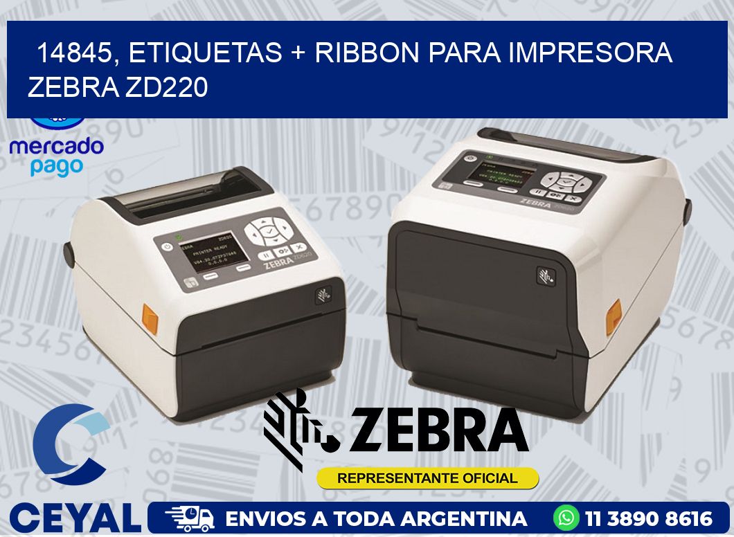 14845, etiquetas + ribbon para impresora zebra zd220