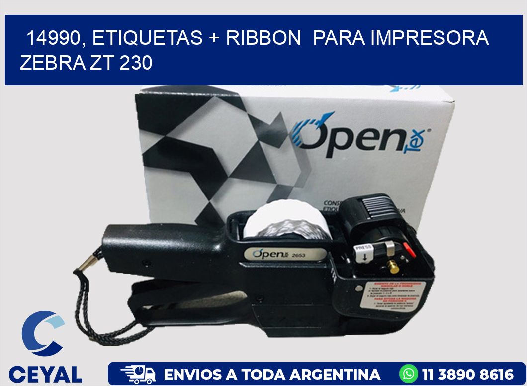 14990, etiquetas + ribbon  para impresora zebra ZT 230