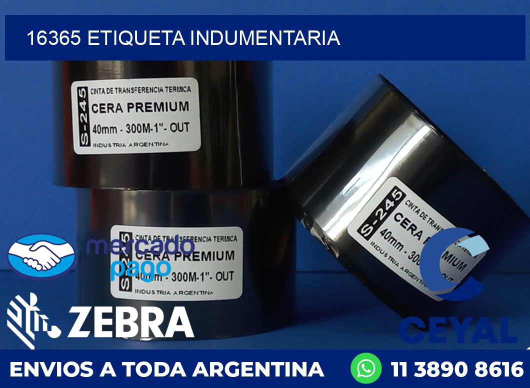 16365 ETIQUETA INDUMENTARIA