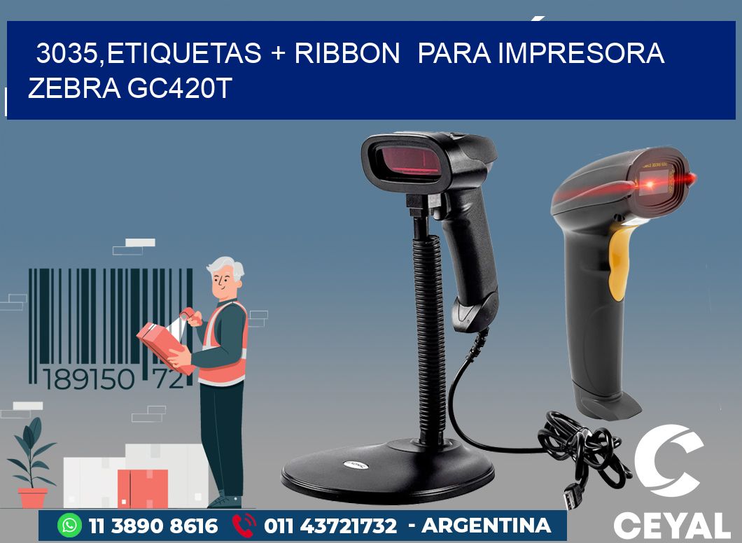 3035,etiquetas + ribbon  para impresora zebra GC420T
