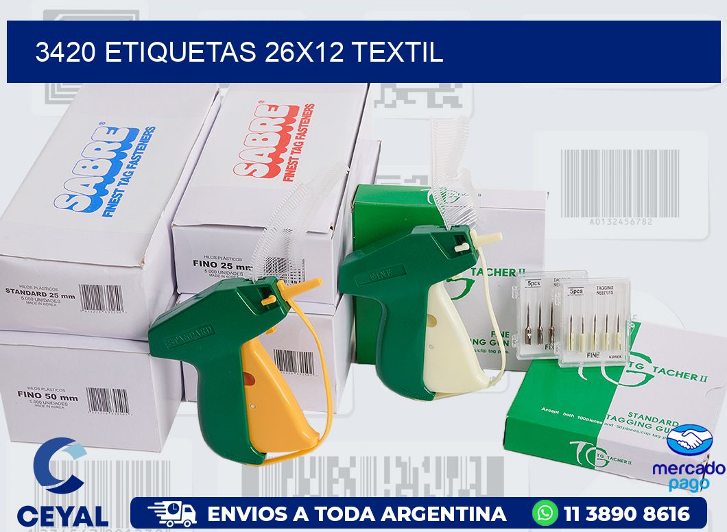 3420 ETIQUETAS 26X12 TEXTIL