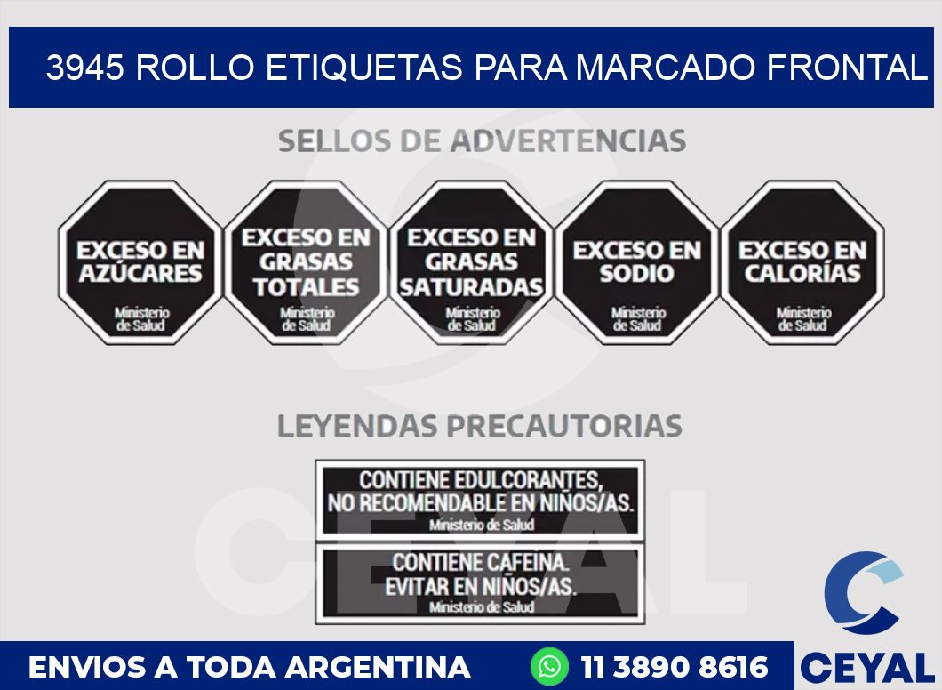 3945 ROLLO ETIQUETAS PARA MARCADO FRONTAL