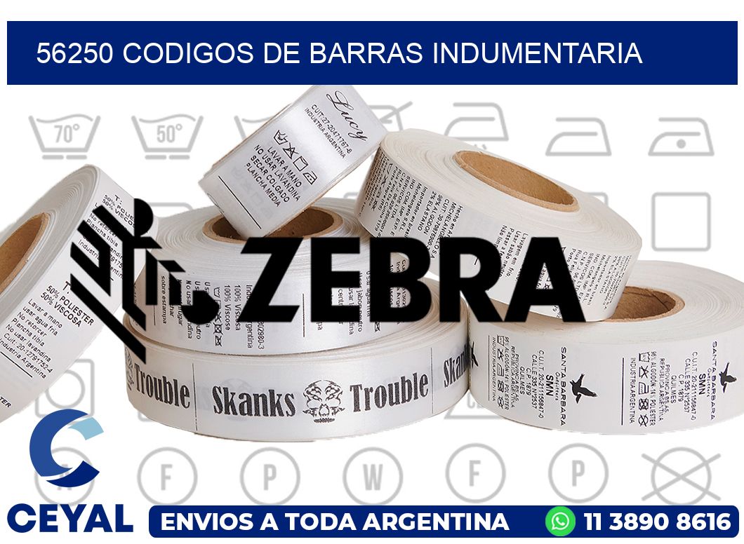 56250 CODIGOS DE BARRAS INDUMENTARIA