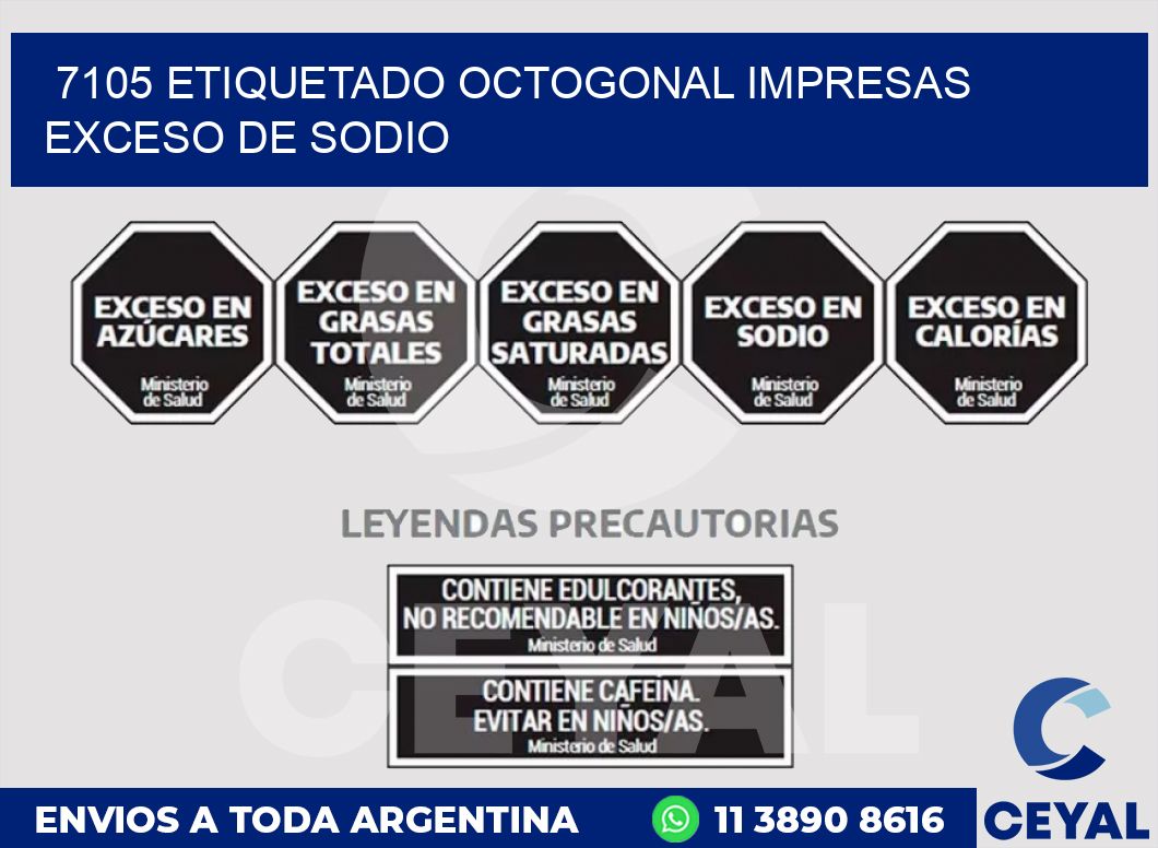 7105 ETIQUETADO OCTOGONAL IMPRESAS EXCESO DE SODIO