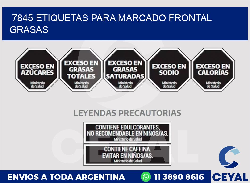 7845 ETIQUETAS PARA MARCADO FRONTAL GRASAS