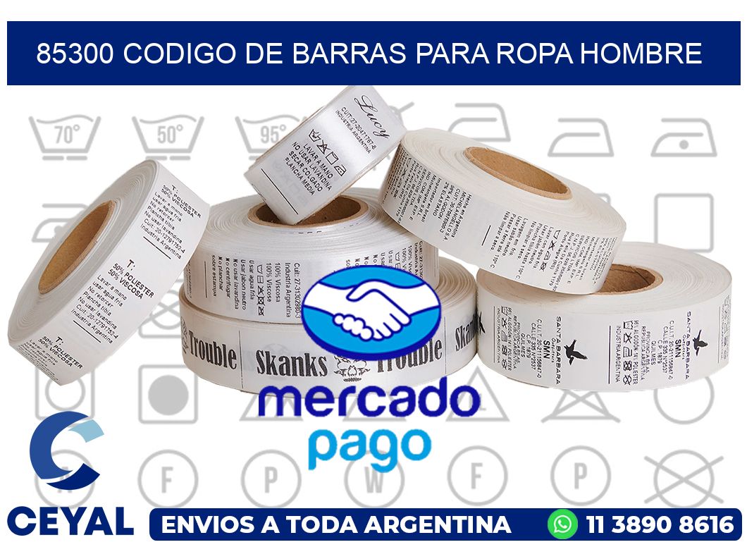 85300 CODIGO DE BARRAS PARA ROPA HOMBRE