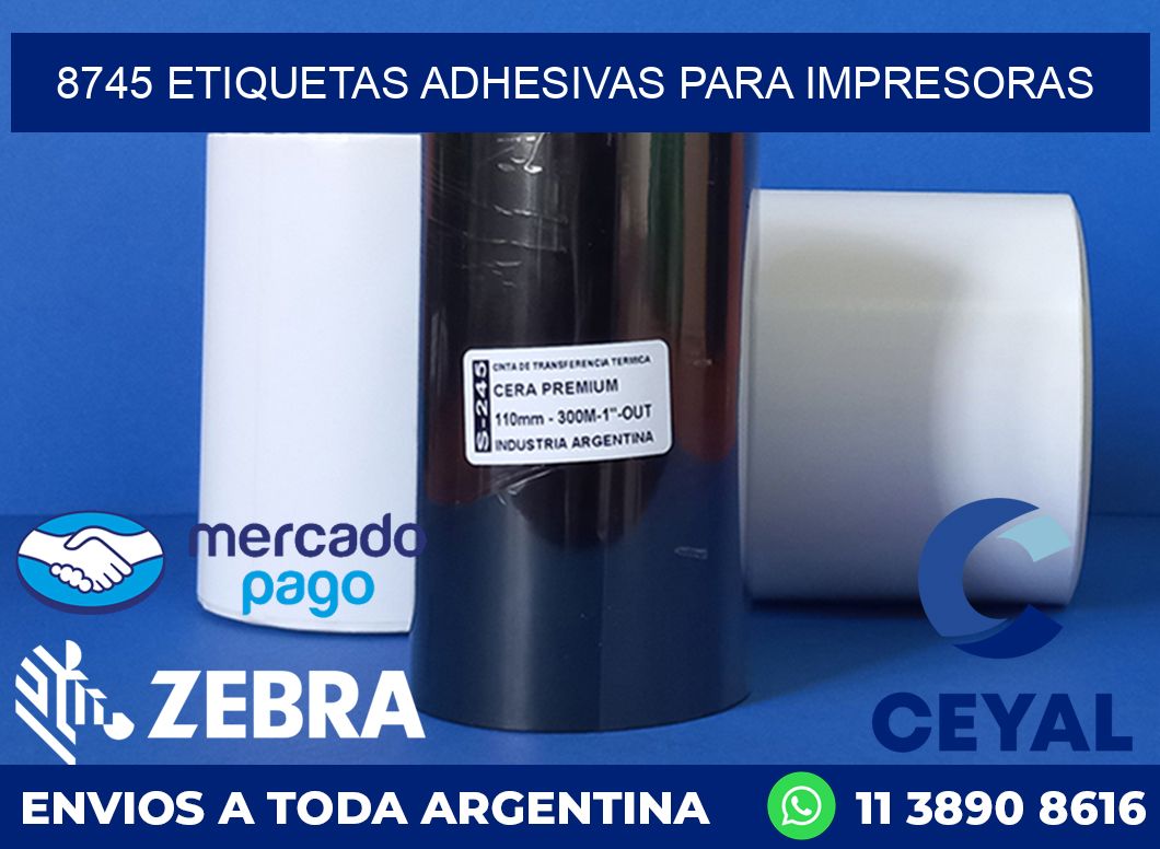 8745 ETIQUETAS ADHESIVAS PARA IMPRESORAS