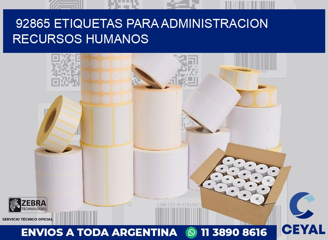 92865 ETIQUETAS PARA ADMINISTRACION RECURSOS HUMANOS