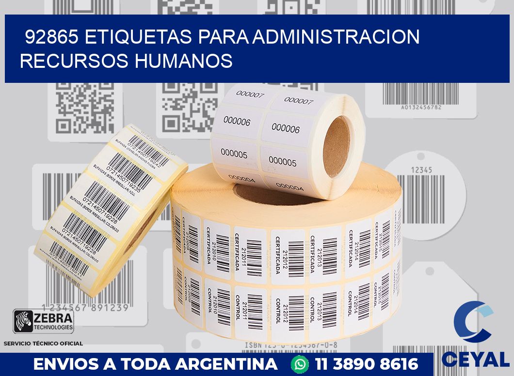 92865 ETIQUETAS PARA ADMINISTRACION RECURSOS HUMANOS