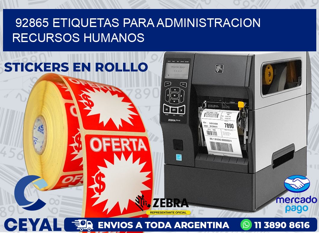 92865 ETIQUETAS PARA ADMINISTRACION RECURSOS HUMANOS
