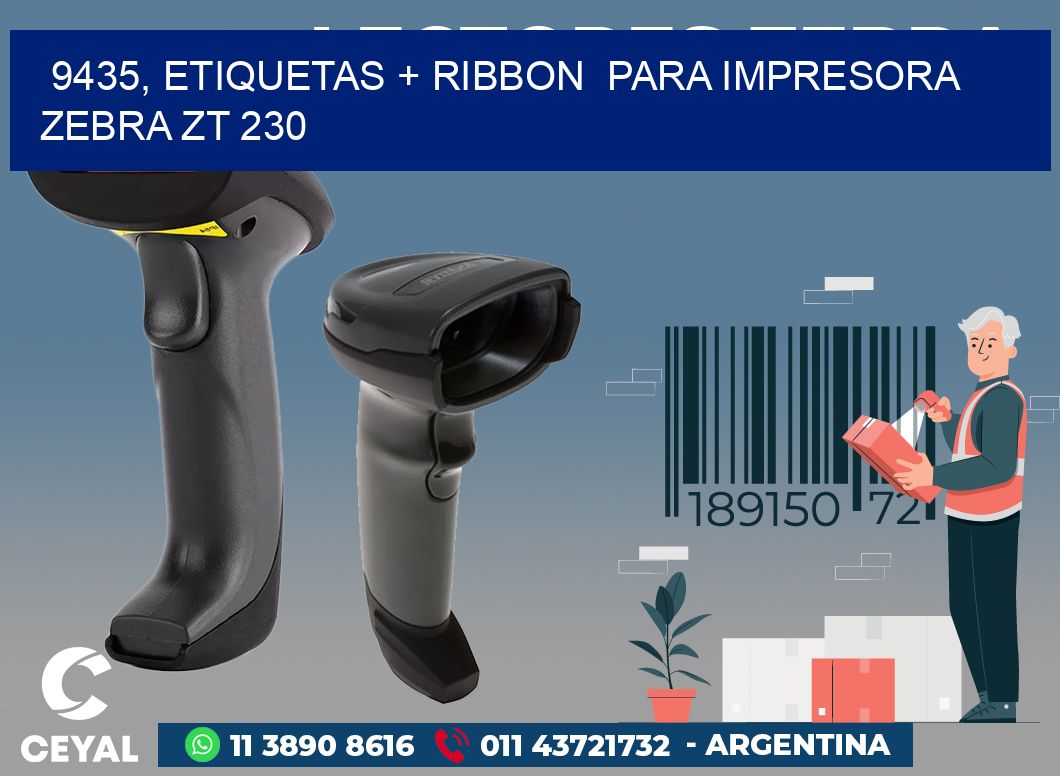 9435, etiquetas + ribbon  para impresora zebra ZT 230