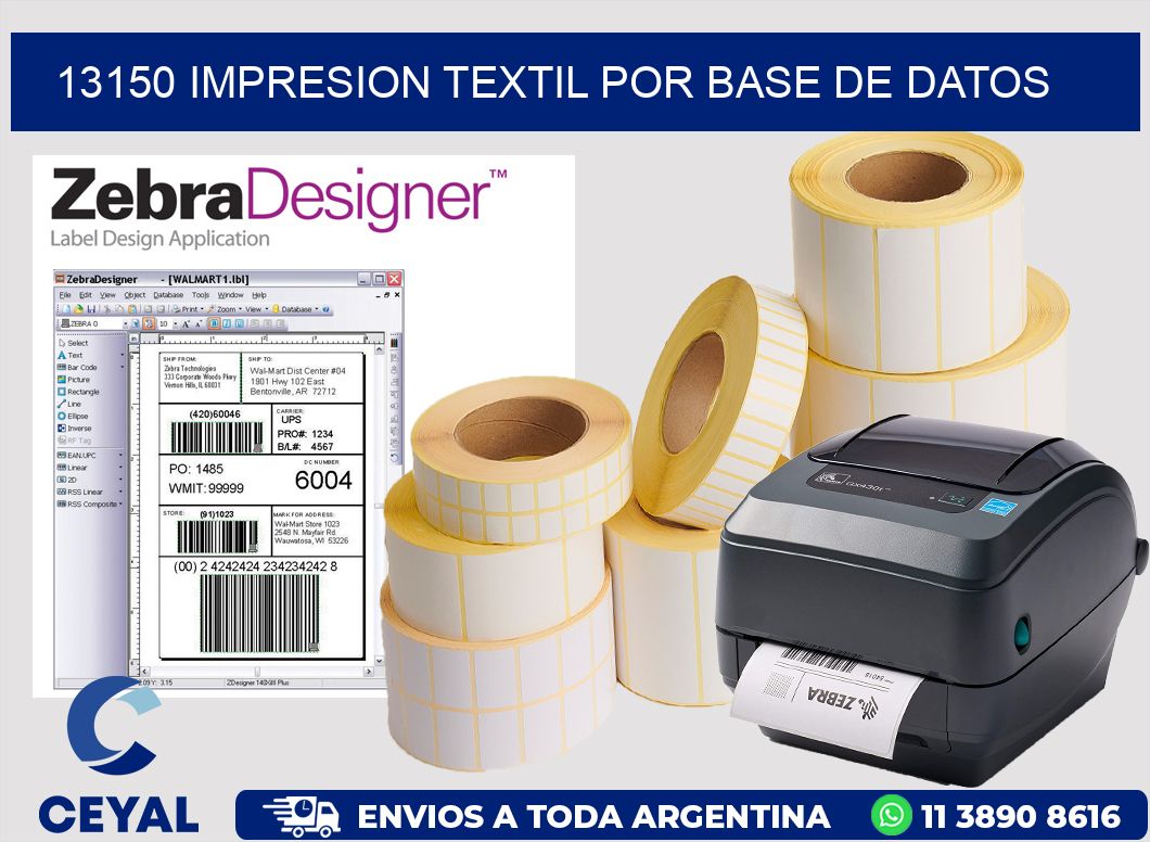 13150 IMPRESION TEXTIL POR BASE DE DATOS
