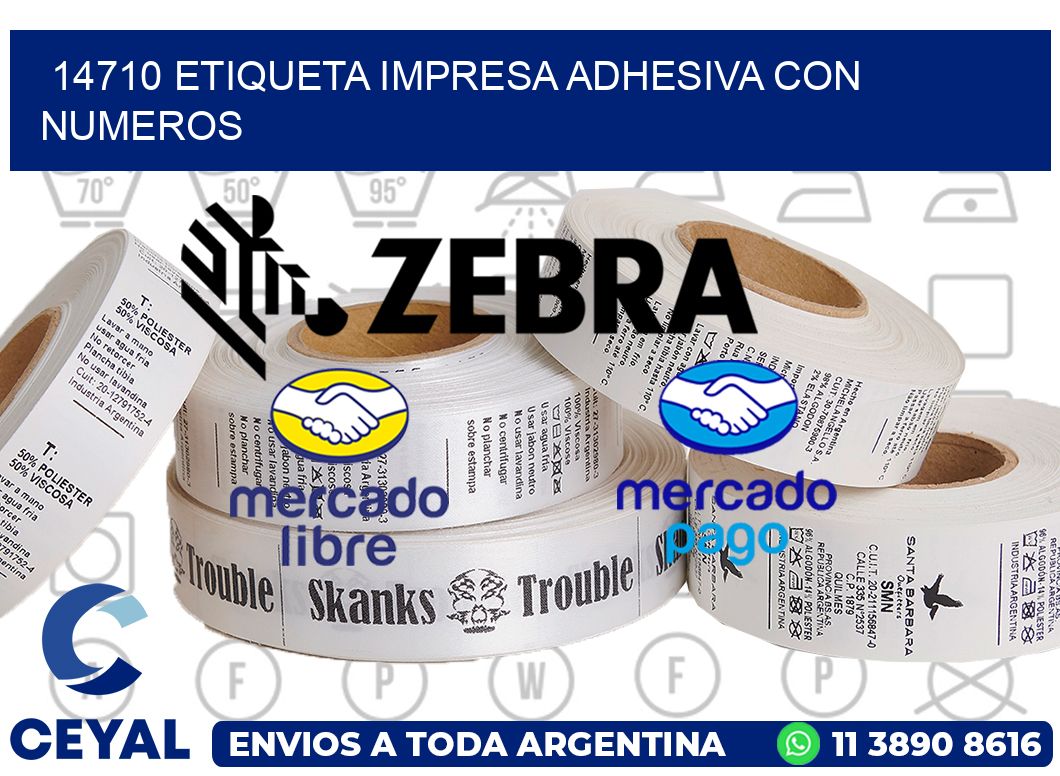 14710 ETIQUETA IMPRESA ADHESIVA CON NUMEROS