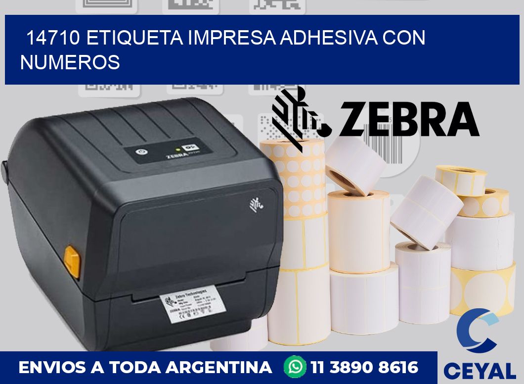 14710 ETIQUETA IMPRESA ADHESIVA CON NUMEROS