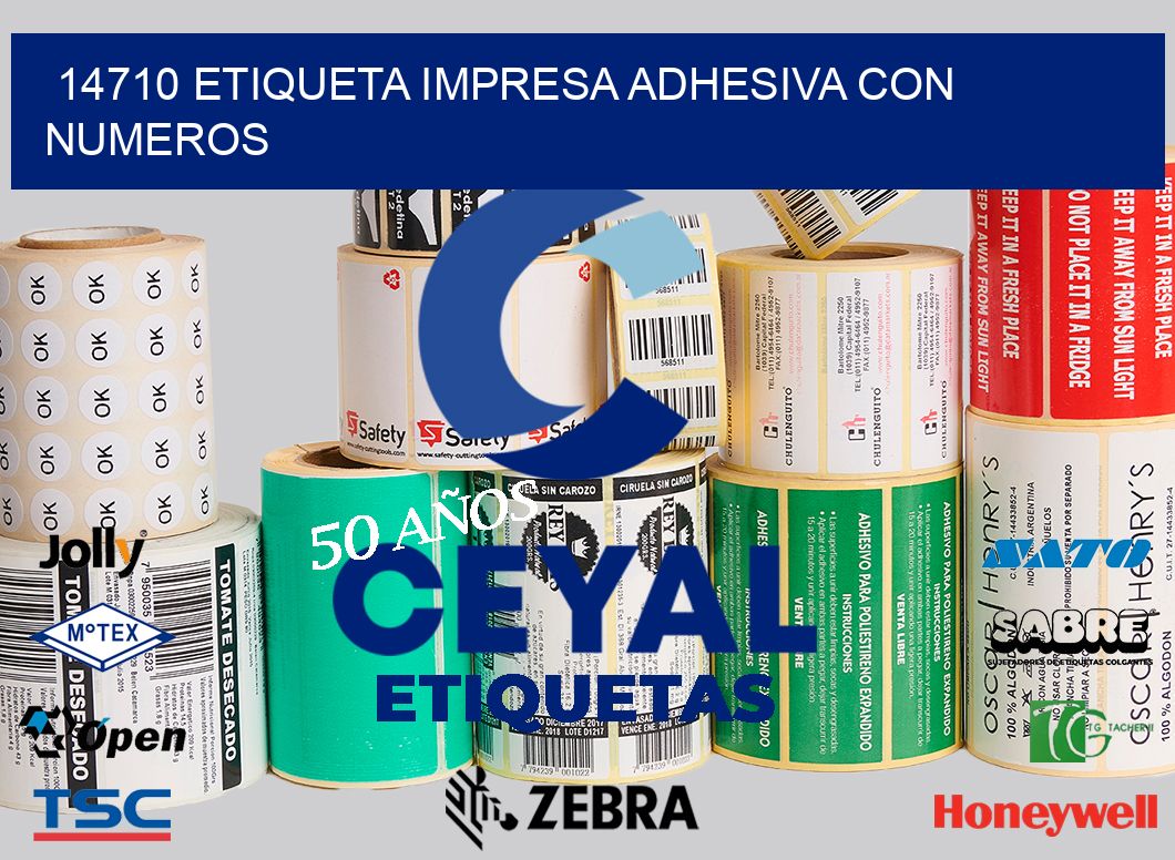 14710 ETIQUETA IMPRESA ADHESIVA CON NUMEROS