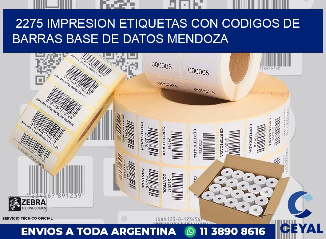 2275 IMPRESION ETIQUETAS CON CODIGOS DE BARRAS BASE DE DATOS MENDOZA