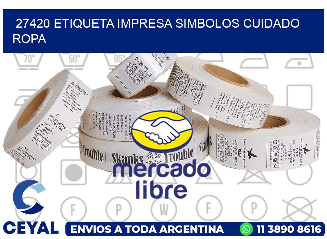 27420 ETIQUETA IMPRESA SIMBOLOS CUIDADO ROPA