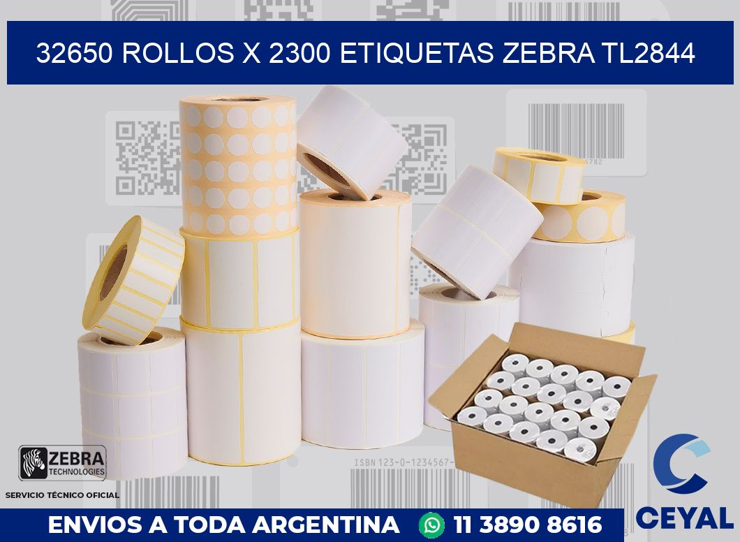 32650 Rollos x 2300 etiquetas zebra tl2844