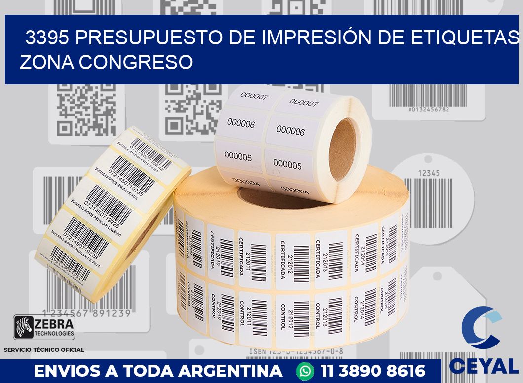 3395 PRESUPUESTO DE IMPRESIÓN DE ETIQUETAS ZONA CONGRESO
