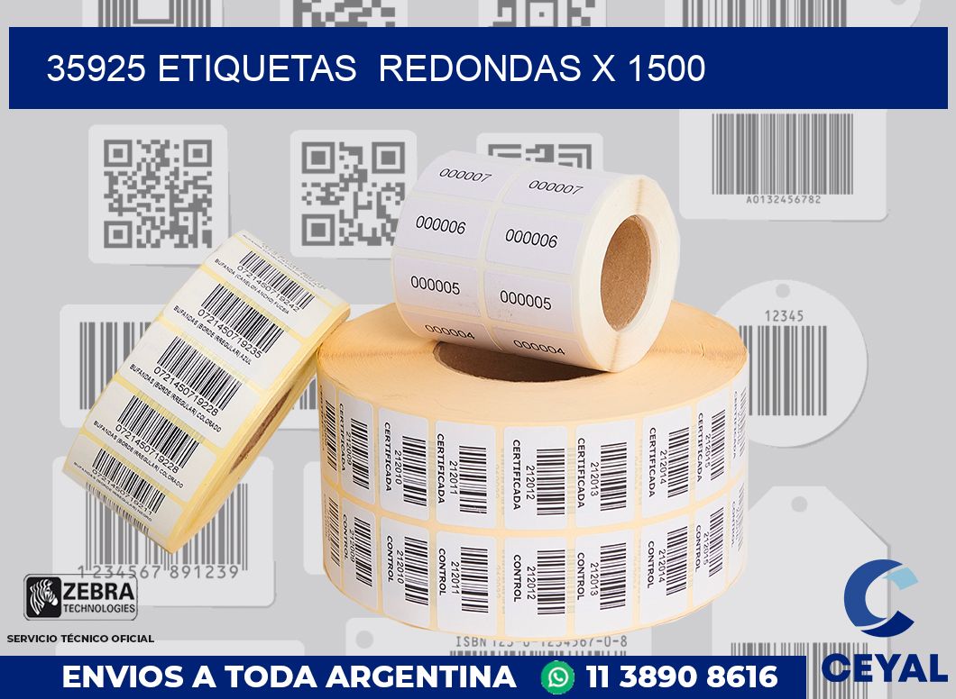 35925 etiquetas  redondas x 1500