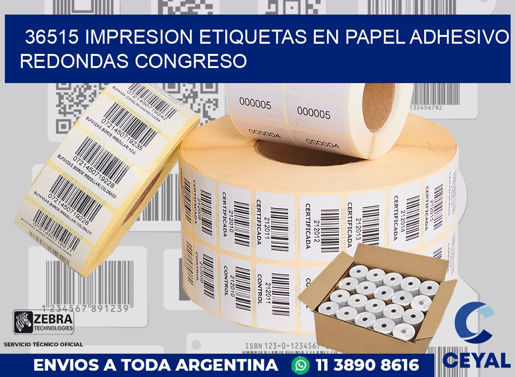 36515 IMPRESION ETIQUETAS EN PAPEL ADHESIVO REDONDAS CONGRESO