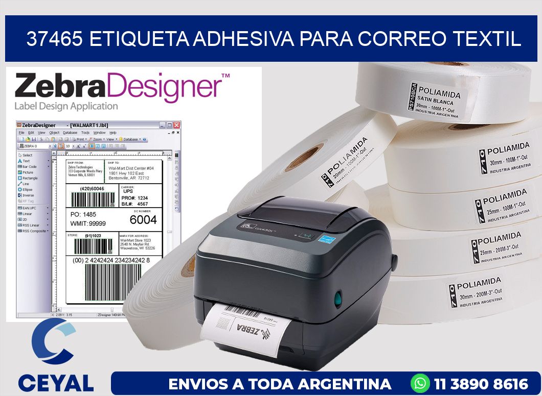 37465 ETIQUETA ADHESIVA PARA CORREO TEXTIL