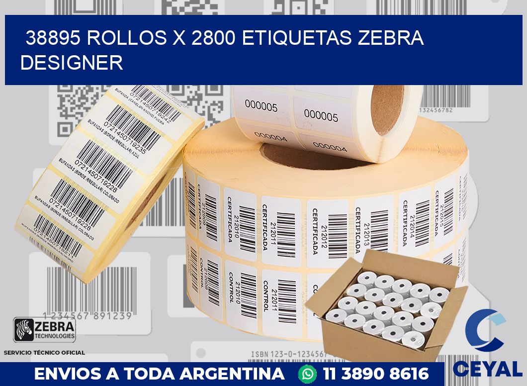 38895 Rollos x 2800 etiquetas zebra designer