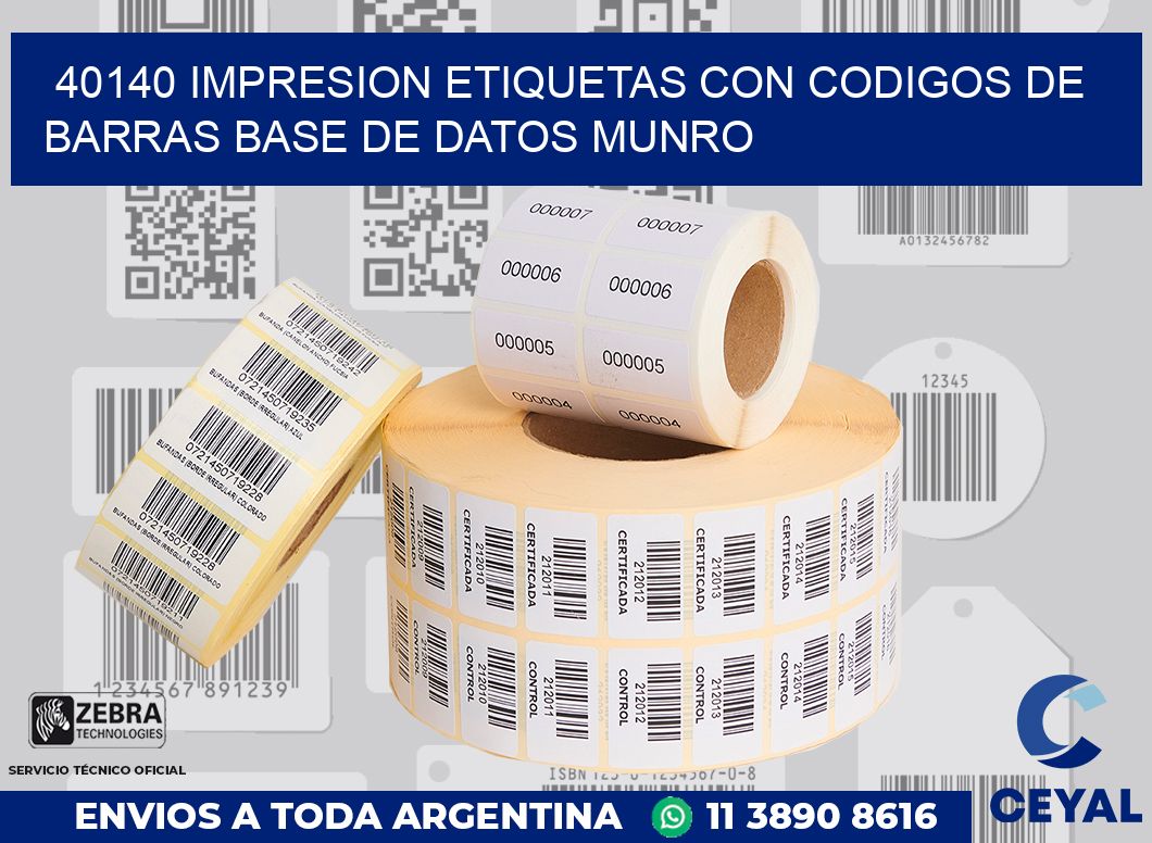 40140 IMPRESION ETIQUETAS CON CODIGOS DE BARRAS BASE DE DATOS MUNRO