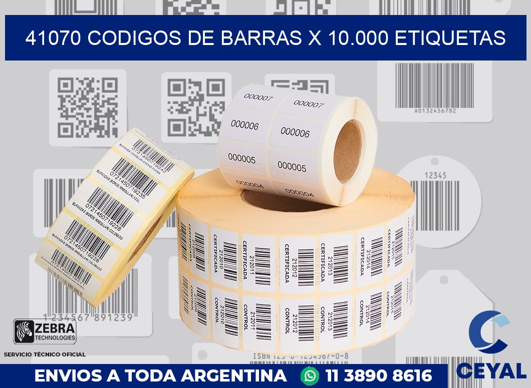41070 codigos de barras x 10.000 etiquetas