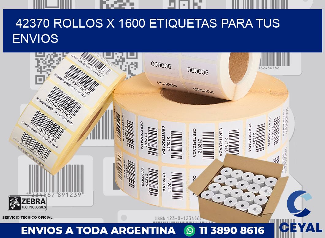 42370 Rollos x 1600 etiquetas para tus envios