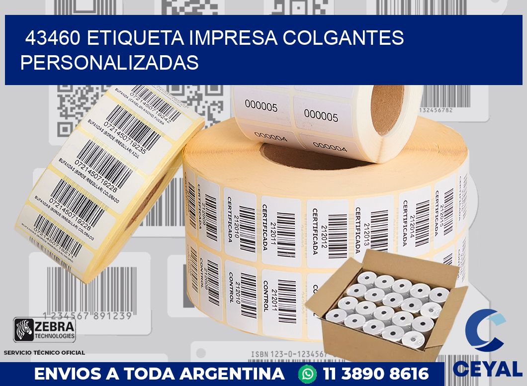 43460 ETIQUETA IMPRESA COLGANTES PERSONALIZADAS